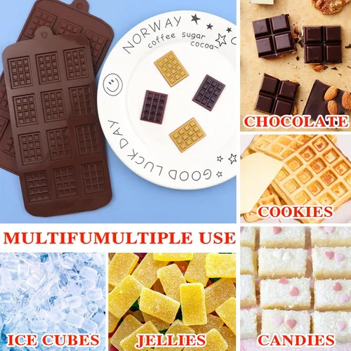 Miniatura 7 de 5 Piezas de Moldes de Silicona Separables para Chocolate, Molde Cuadrado de Silicona, Molde de Barra de Chocolate de Caramelo Antiadherente, Molde