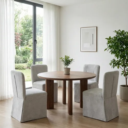 Miniatura 8 de Juego de 2 sillas de comedor tapizadas, sillas de mesa de cocina, sillas de comedor modernas con marco de metal y tela de lino, color beige