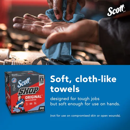 Miniatura 7 de Scott Shop Original Toallas azules (75190), toalla de papel similar a tela de 9 x 12 pulgadas (8 cajas de 200 hojas, 1600 hojas en total)