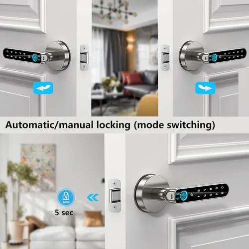 Miniatura 7 de Cerradura de puerta de huellas dactilares, cerradura biométrica de puerta, perilla de puerta inteligente, con teclado de código de acceso, manija