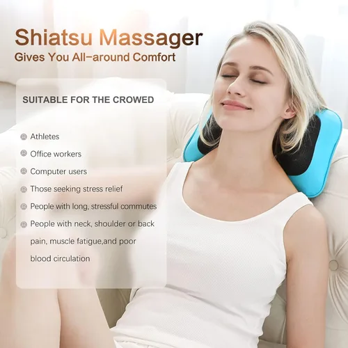 Miniatura 3 de Mo Cuishle Masajeador eléctrico Shiatsu de espalda con calor, potente amasamiento 3D para cuello, hombros, alivio del dolor de espalda baja, diseño