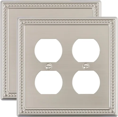 Miniatura 36 de Paquete de 4 placas de cubierta para interruptor de luz de palanca individual, cubiertas decorativas de perlas, placa de pared de metal almendra