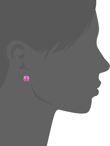Miniatura 2 de 14k White Gold Cushion-Cut Checkerboard Earrings