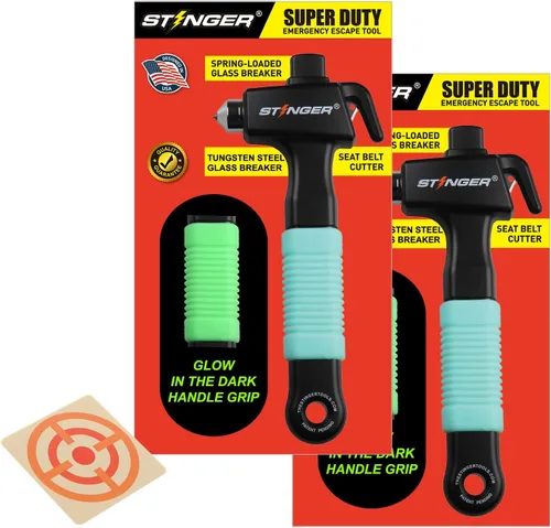 Miniatura 12 de Stinger Super Duty Herramienta de escape de emergencia para automóvil, martillo de seguridad de vehículo de acero al carbono endurecido, 1 pieza