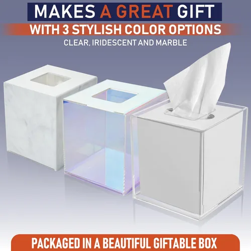 Miniatura 6 de Soporte acrílico para caja de pañuelos, dispensador transparente para pañuelos faciales, servilletas y hojas de secadora. Perfecto para baños