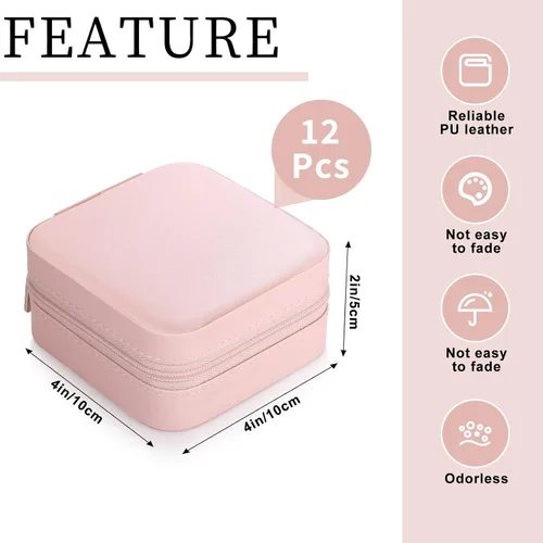 Miniatura 2 de Pequeñas cajas de joyería de viaje de piel sintética a granel para mujeres y niñas, cajas de regalo de dama de honor, organizador de joyas portátil