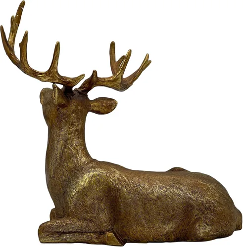 Miniatura 4 de Galt International Estatua de Reno de Resina Dorada Decoración Navideña de Mesa 14.5" Figura de Ciervo Ornamento para Sala de Estar Dormitorio