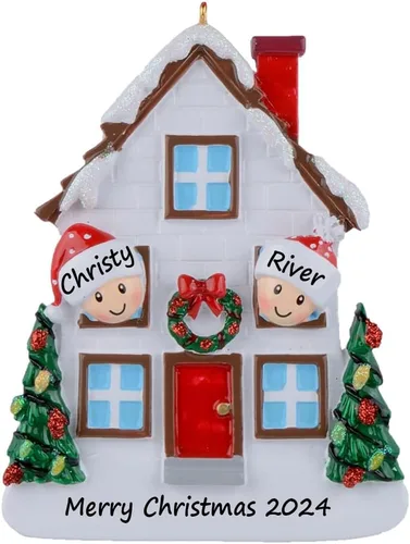 Miniatura 2 de House Family of 2 - Adorno de Navidad personalizado para pareja 2023 – Adorno de primera Navidad en el nuevo hogar – Regalo único de recuerdo