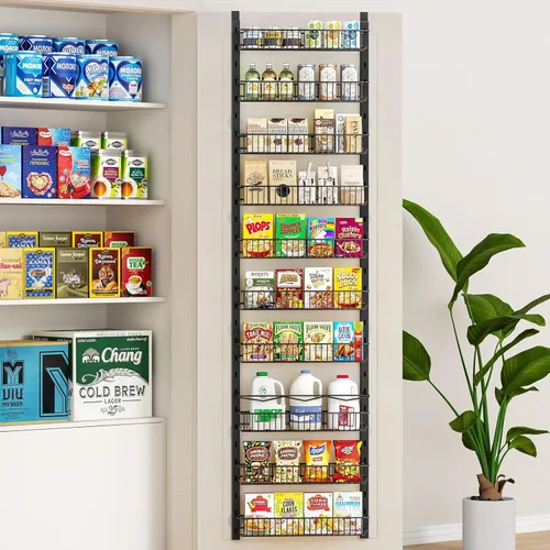 Miniatura 2 de MIAOLI Organizador de despensa sobre la puerta, estante de especias ajustable de 10 niveles, organizador de condimentos colgante para cocina, baño