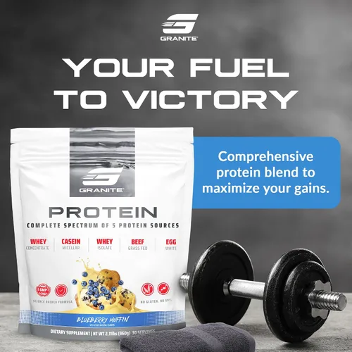 Miniatura 2 de Granite Nutrition Proteína en polvo – Mezcla de 5 fuentes de primera calidad (suero de leche, caseína, huevo, carne de res alimentada con pasto)