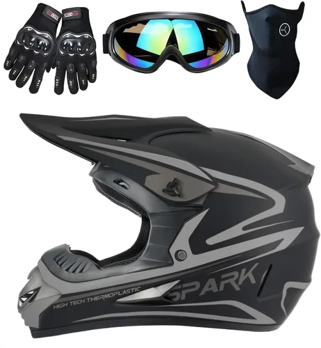 Miniatura 16 de Casco para niños y jóvenes para bicicleta de tierra, motocross, todoterreno, motocicleta, ATV, UTV, bicicleta de calle, Combo de guantes, gafas