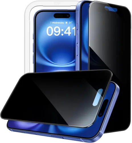 Miniatura 15 de JETech Protector de pantalla de privacidad de 360 grados para iPhone 15 de 6.1 pulgadas, película de vidrio templado antiespía de 4 vías