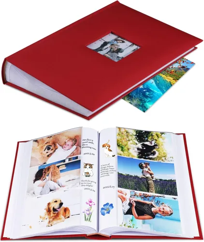 Miniatura 10 de 1DOT2 Álbum de fotos de 4 x 6 con capacidad para 402 fotos con bolsillos deslizantes para notas, cubierta de lino, álbumes de fotos con espacio