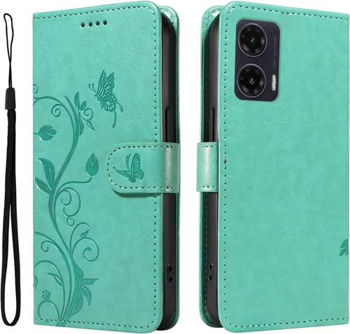 Miniatura 74 de Funda para Motorola Moto E22/E22i, piel sintética, con tarjetero y correa para la muñeca, a prueba de golpes, funda magnética para Motorola Moto Rojo