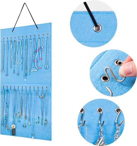 Miniatura 3 de Organizador de joyas colgante con 24 ganchos para colgar en la pared
