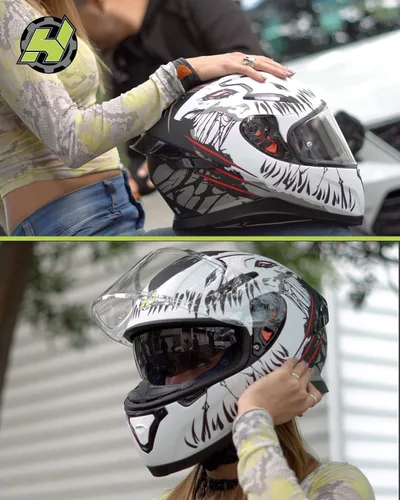 Miniatura 7 de HAX Full Face Motorcycle Helmet with Dual Rear Wing, DOT Approved Motorbike Street Bike Helmet with Pinlock Ready Plastic Nails for Adult