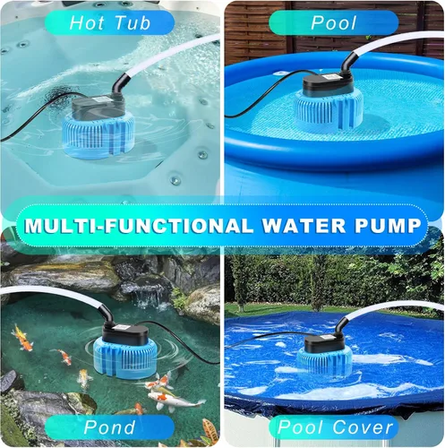 Miniatura 7 de DeeprBetter Bomba de Cubierta para Alberca Sobre el Suelo, Bomba de Agua Sumergible Bomba de Sumidero para Drenaje, 850 GPH Azul