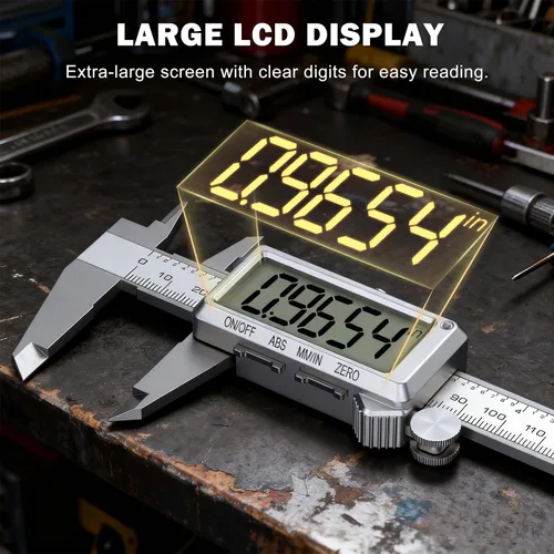 Miniatura 3 de HDLNKAK Calibre digital recargable de 6 "/ 150 mm, herramienta de medición de calibrador de conversión de pulgadas/MM con pantalla LCD grande
