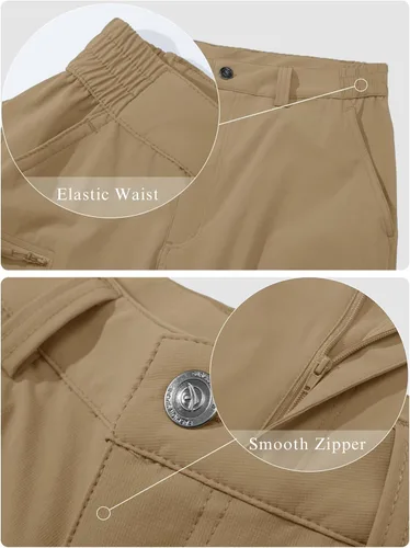 Miniatura 4 de MAGCOMSEN Pantalones de senderismo para hombre, 6 bolsillos, resistentes al agua, pantalones de trabajo de pesca Ripstop, ligeros, de secado rápido
