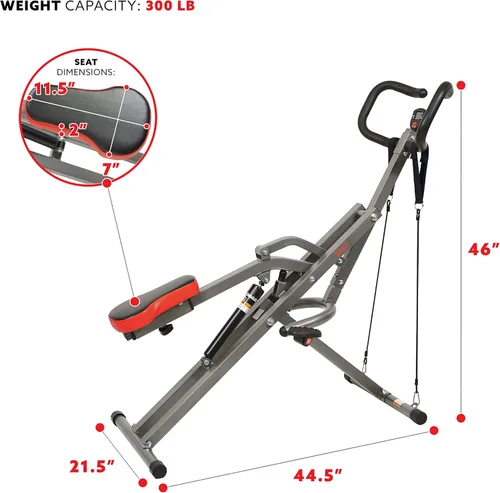 Miniatura 4 de Sunny Health & Fitness Row-N-Ride PRO, máquina de sentadillas completa para todo el cuerpo con banda de resistencia opcional, fácil de instalar
