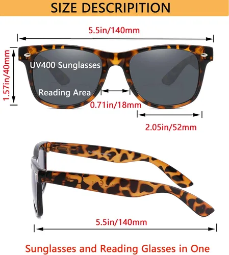 Miniatura 5 de Paquete de 4 lentes de sol de lectura bifocales de alta calidad para hombres y mujeres, clásicos, para exteriores, UV400, unisex, a la moda
