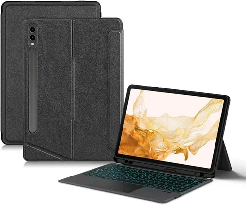 Miniatura 10 de Funda de teclado para Samsung Galaxy Tab S6 Lite de 10.4 pulgadas 2024/2022/2020 con panel táctil, retroiluminación inteligente de 7 colores, funda