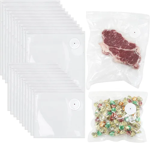 40 bolsas reutilizables de sellado al vacío para alimentos, 20 unidades grandes (13.4 x 10.2 pulgadas) y 20 bolsas compactas selladoras al vacío