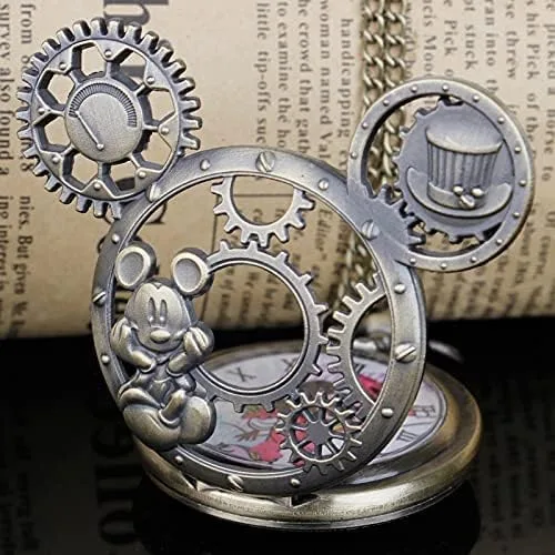 Miniatura 3 de Classical Quartz Pocket Watch Retro Steampunk Cartoons Pocket Watches with Necklace Pendant