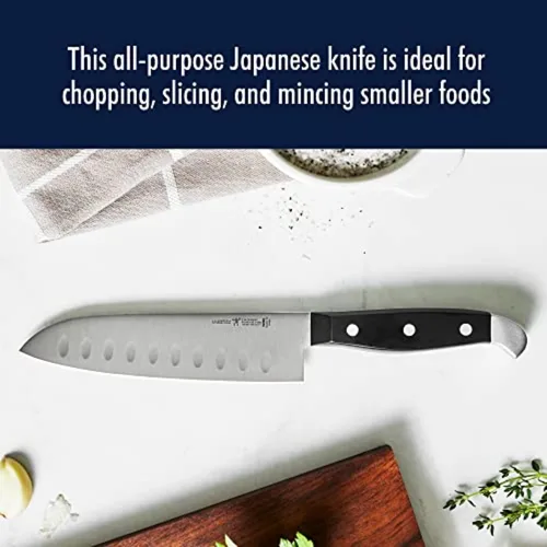 Miniatura 2 de HENCKELS Statement - Cuchillo Santoku de borde hueco afilado de 5 pulgadas, diseño alemán informado por más de 100 años de maestría, negro/acero