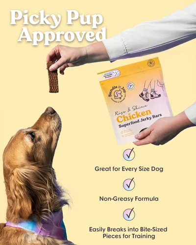 Miniatura 5 de Bundle x Joy Rise & Shine - Golosinas de pollo para perros, bolsa de 5 onzas, superalimento natural, maíz, aves, soja y granos, golosinas