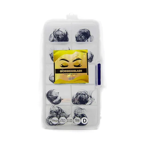 Miniatura 36 de Extensiones de pestañas 20D, 25D. 500 abanicos de pestañas prefabricados. Extensiones de pestañas. Hechas a mano (20D - rizo D - 0.03, 0.55 pulgadas)