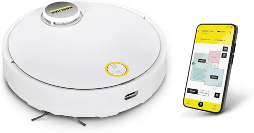 Kärcher Robot aspirador RCV 3 con función de trapeador de 2500 Pa- Control remoto a través de la aplicación, navegación láser LiDar - mapeo de