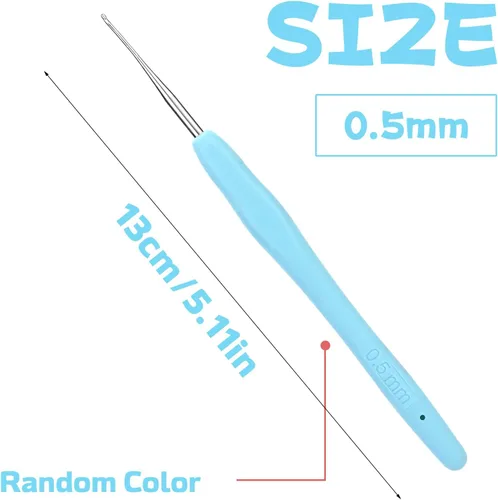 Miniatura 2 de Gancho de ganchillo de 0,5 mm, mango ergonómico para manos con artritis, agujas de tejer extra largas para principiantes y lana para ganchillo