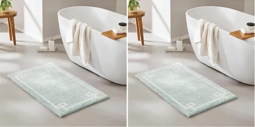 Miniatura 13 de Madison Park Evan Alfombra de Baño de Algodón con Mechones Lavable, Alfombras de Baño Sólidas de Lujo, 20" x 30", Gris