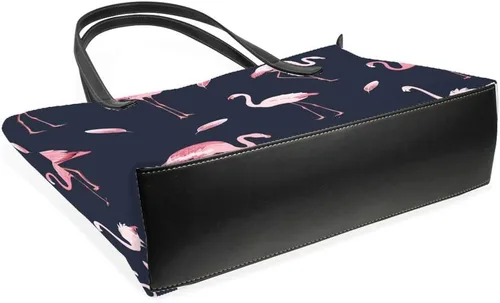 Miniatura 4 de Grandes bolsas de mano de trabajo de las mujeres de la PU de cuero de moda rosa flamencos bandada bolsos bolso del comprador bolso casual
