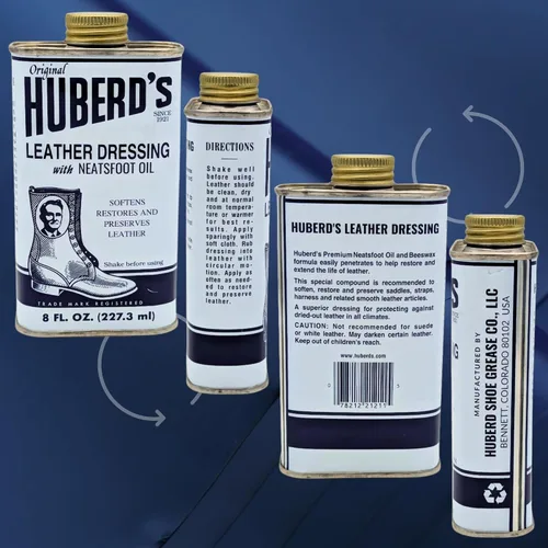 Miniatura 6 de Huberd's Neatsfoot curtido de piel de aceite, 8 onzas (unidad), Blanco 8 oz. Neatsfoot oil formula breaks in new leather & restores dry, stiff, or