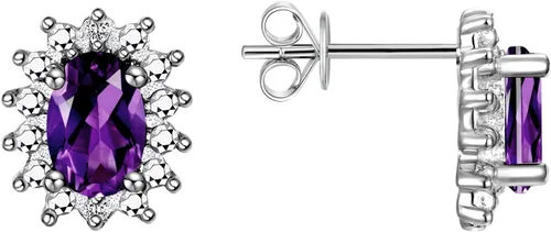 Miniatura 19 de Rylos Aretes tipo dormilona de plata de ley 925, ovalados y diamantes de 0.236 x 0.157 pulgadas, exquisitas joyas de piedra