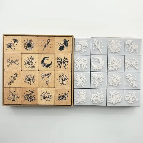 Miniatura 8 de 16 sellos de goma montados en madera, juego de sellos de goma de madera para arte y manualidades, fabricación de tarjetas, álbumes de recortes