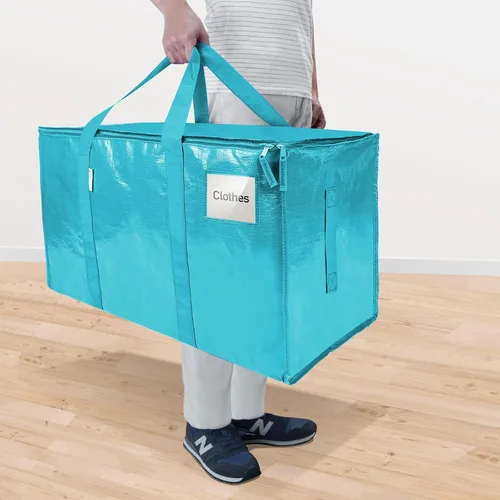 Miniatura 2 de TICONN Paquete de 2 bolsas de mudanza extra grandes resistentes con cremalleras y asas de transporte, bolsas de almacenamiento duraderas
