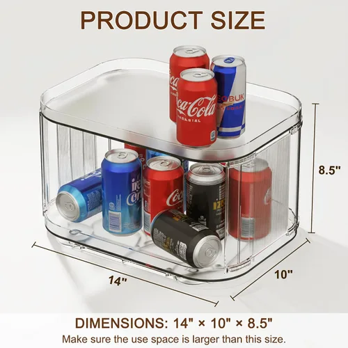 Miniatura 3 de Lazy Susan - Organizador para gabinete, despensa, encimera (2 niveles de 14 x 10 pulgadas, transparente, 1 paquete, rectangular)