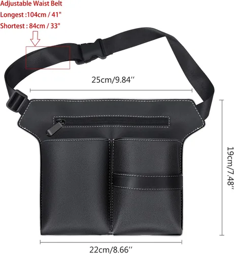 Miniatura 7 de Noverlife Bolsa de tijeras para peluquería, bolsa de cintura de piel sintética para peluquería, funda de almacenamiento de herramientas