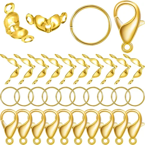 El juego de 450 accesorios para fabricación de joyas incluye 200 puntas de cuentas, cubiertas de nudo, 200 conectores de anillo de salto abiertos y