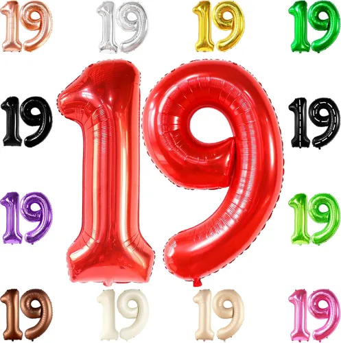 Miniatura 10 de Katchon Globos gigantes de papel de aluminio con el número 19 de color marrón de 40 pulgadas Decoraciones de cumpleaños 19