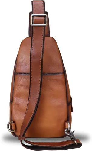 Miniatura 3 de LRTO Bolso bandolera de cuero genuino - Mochila de cuero hecha a mano para mujeres y hombres - Crossbody, bolsa de pecho