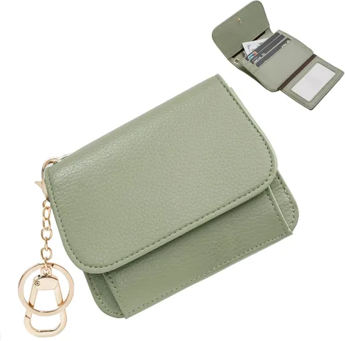 Miniatura 17 de Cartera pequeña para mujer, con bloqueo RFID, delgada y bolsillo para monedas, tarjetero plegable para tarjetas de crédito con ventana