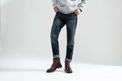 Miniatura 8 de Jousen Botas de cuero casuales para hombre, botas de vestir Chukka de moda para hombre