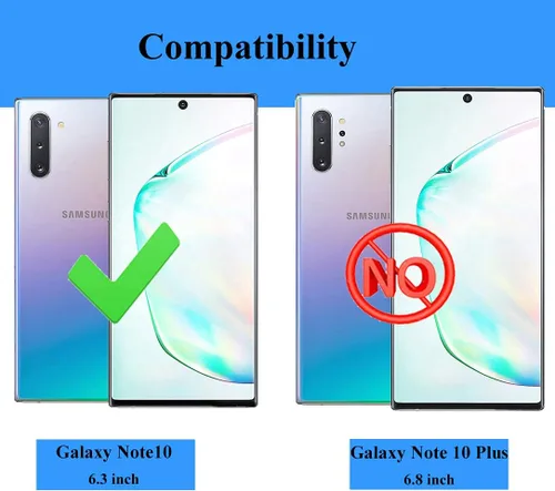Miniatura 2 de Funda para Samsung Galaxy Note 10, Note10 con protectores de pantalla HD, soporte de anillo de metal de grado militar con soporte de anillo de Negro