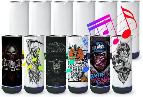 Miniatura 11 de sweet grain Vaso de altavoz de música (paquete de 25) – Vaso de sublimación de 20 oz delgado y recto con altavoz, popote y cable de carga USB, vaso