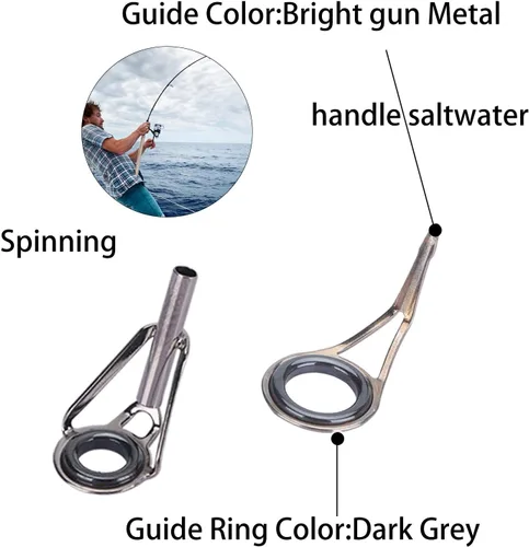 Miniatura 2 de 25/75 piezas de caña giratoria de pesca de un solo pie, guías de reparación de acero inoxidable, guías de construcción de repuesto para caña