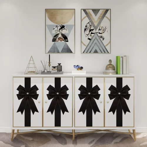 Miniatura 4 de Meseey 6 lazos grandes de terciopelo para armarios, lazos para puerta de armarios para Acción de Gracias, otoño, Halloween, Navidad, fiesta (negro)